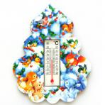 Фото новогодних подвесок Магнит мдф с термометром Елочка с зайчатами