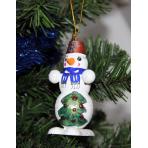 Новогодние игрушки Подвеска резная Снеговик