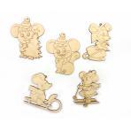 Деревянные заготовки Новогодние Мышки набор подвесок 5штук