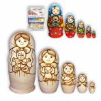 матрешки для творчества Матрешка  Девочки с игрушками. пятиместная (5 в 1, выс. 15 см)