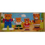 Деревянные пазлы Пазл Мишки (4 шт.) с одежками