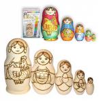 матрешки для творчества Девочка с курицей.  пятиместная (5 в 1, выс. 15 см)
