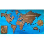  Карта мира деревянная Brown( 180*108)