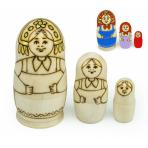 матрешки для творчества Набор Распиши матрёшку Девочка в кокошнике 3 в 1, 11 см