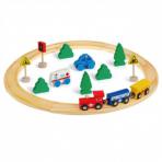 Деревянные паровозики Деревянная железная дорога 26 деталей с поездом на батарейках
