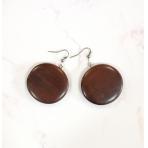 фото  Серьги круглые темные