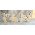 Деревянные фигурки Зайчики из дерева под роспись (набор из 4х шт.)