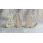 Деревянные фигурки Котики из дерева под роспись (набор из 3х шт.)