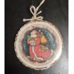  Новогодний декор круглый Дед Мороз1 (спил дерева 11,5 см)