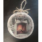  Новогодний декор круглый Камин (спил дерева 8,5 см)