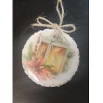  Новогодний декор круглый Фонарь (спил дерева 7,5 см)