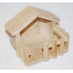 Деревянные заготовки Домик  с забором неокрашенный