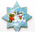 Фото новогодних подвесок Магнит мдф Звезда со снеговиком